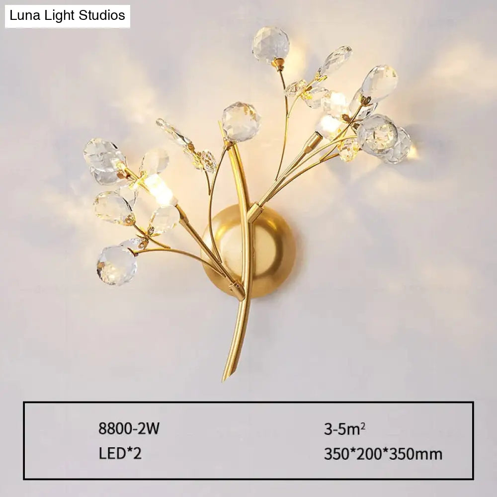 Post Modern Luxury Branch Style Crystal Led Wall Lamp