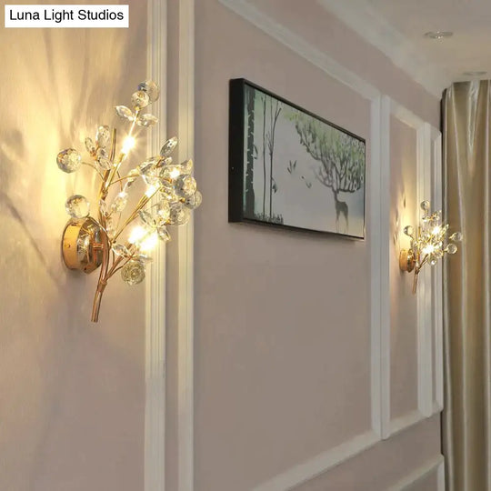 Post Modern Luxury Branch Style Crystal Led Wall Lamp