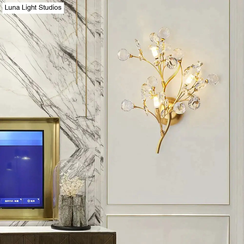 Post Modern Luxury Branch Style Crystal Led Wall Lamp