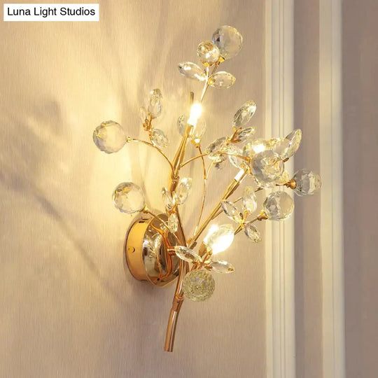 Post Modern Luxury Branch Style Crystal Led Wall Lamp