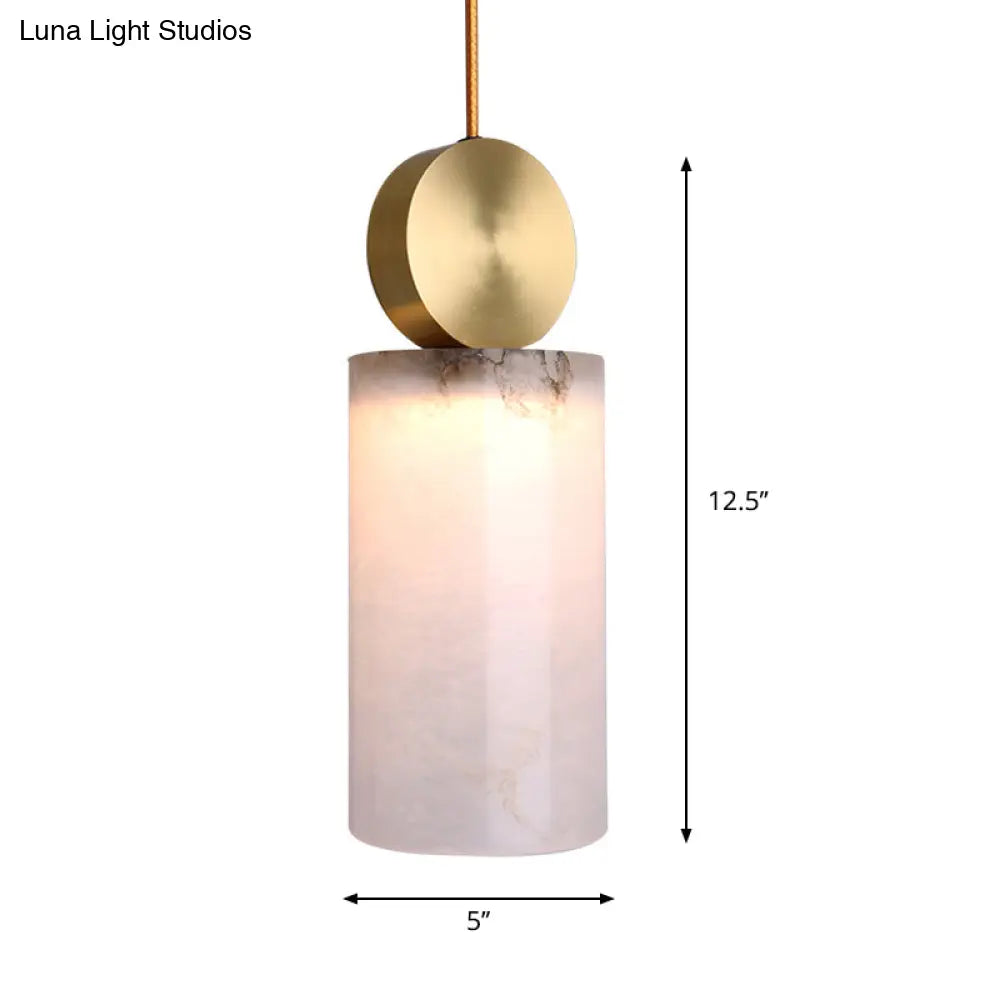 Post Modern Marble Pendant Lamp In White With Gold Top And 1 Head