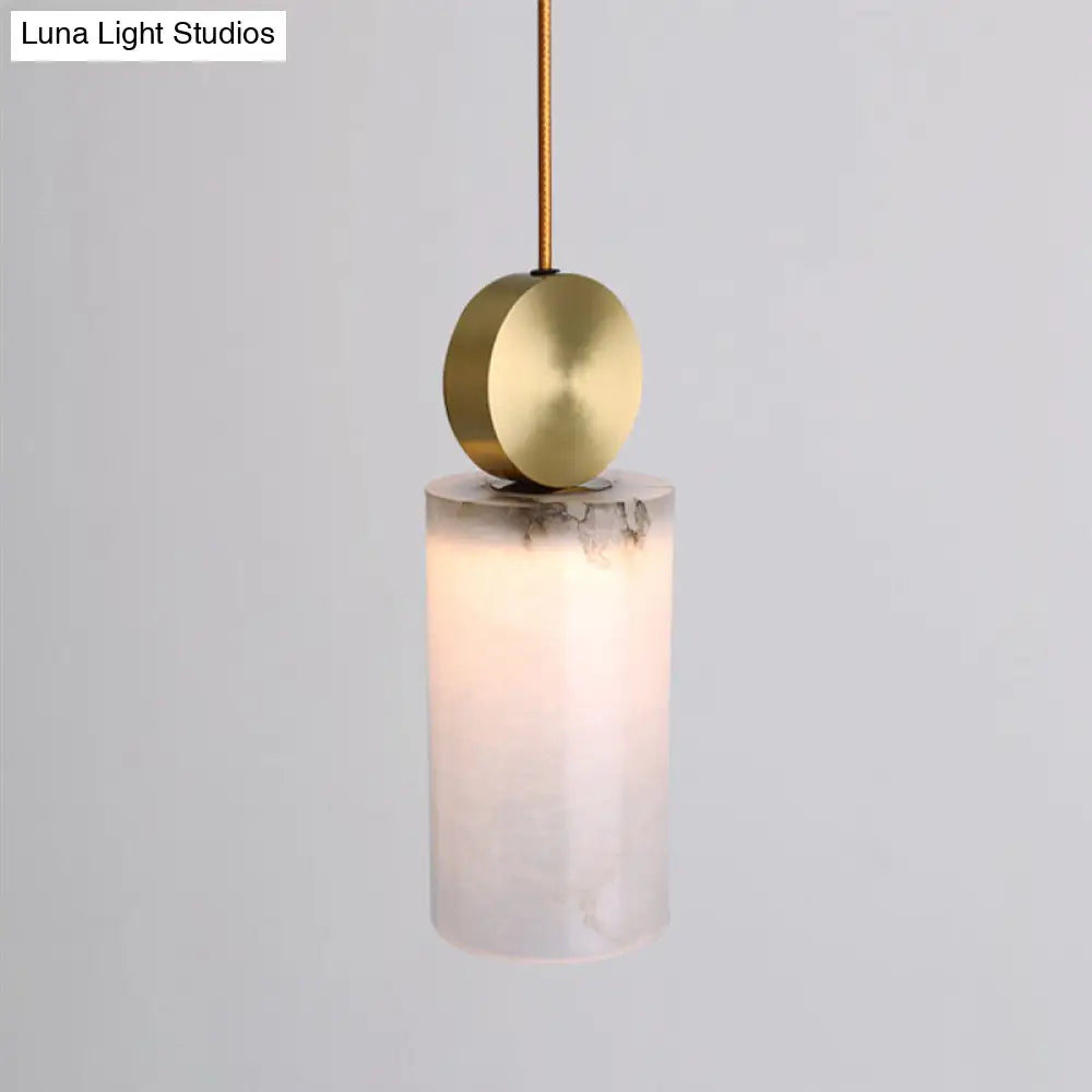 Modern Marble Bedside Pendant Lamp Kit: White With Gold Accent