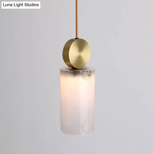 Modern Marble Bedside Pendant Lamp Kit: White With Gold Accent