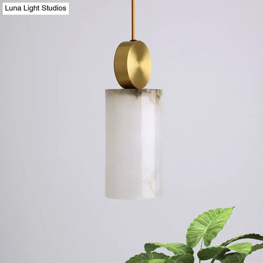 Modern Marble Bedside Pendant Lamp Kit: White With Gold Accent