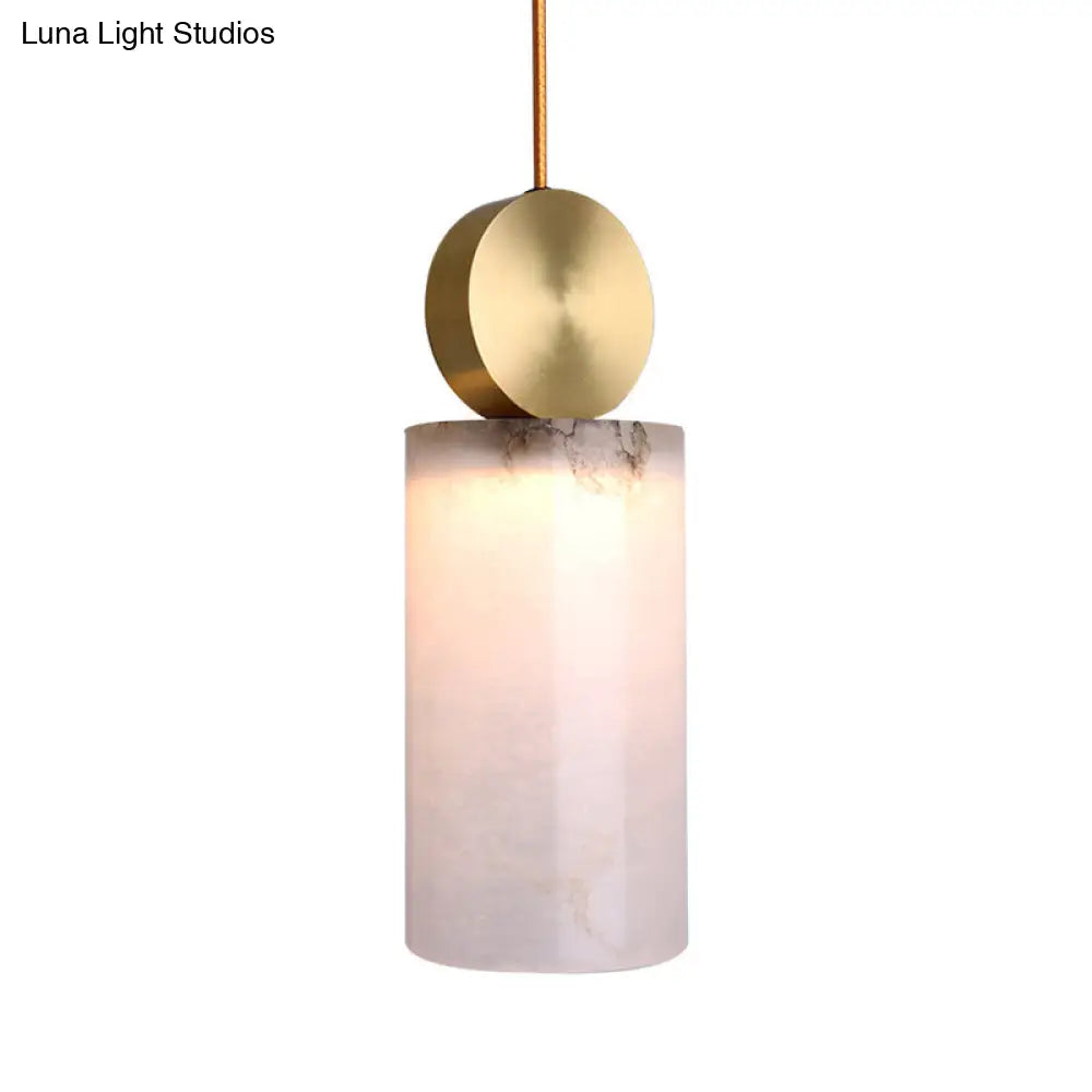 Modern Marble Bedside Pendant Lamp Kit: White With Gold Accent