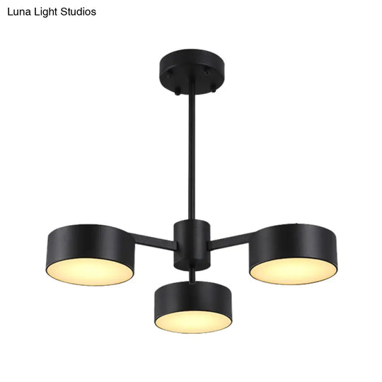 Post Modern Metal Drum Pendant Light - Black/Gold Chandelier For Living Room 3/5/6/10 Lights