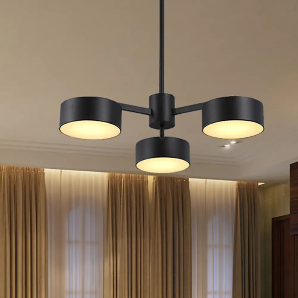 Post Modern Metal Drum Pendant Light - Black/Gold Chandelier For Living Room 3/5/6/10 Lights 3 /