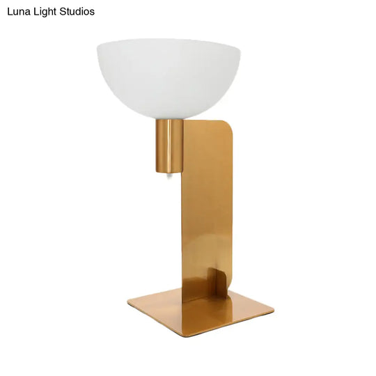 Post Modern Metal Table Lamp With Opal Glass Shade Gold Finish 1-Bulb Desk Lighting