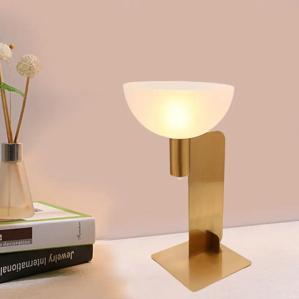 Post Modern Metal Table Lamp With Opal Glass Shade Gold Finish 1-Bulb Desk Lighting