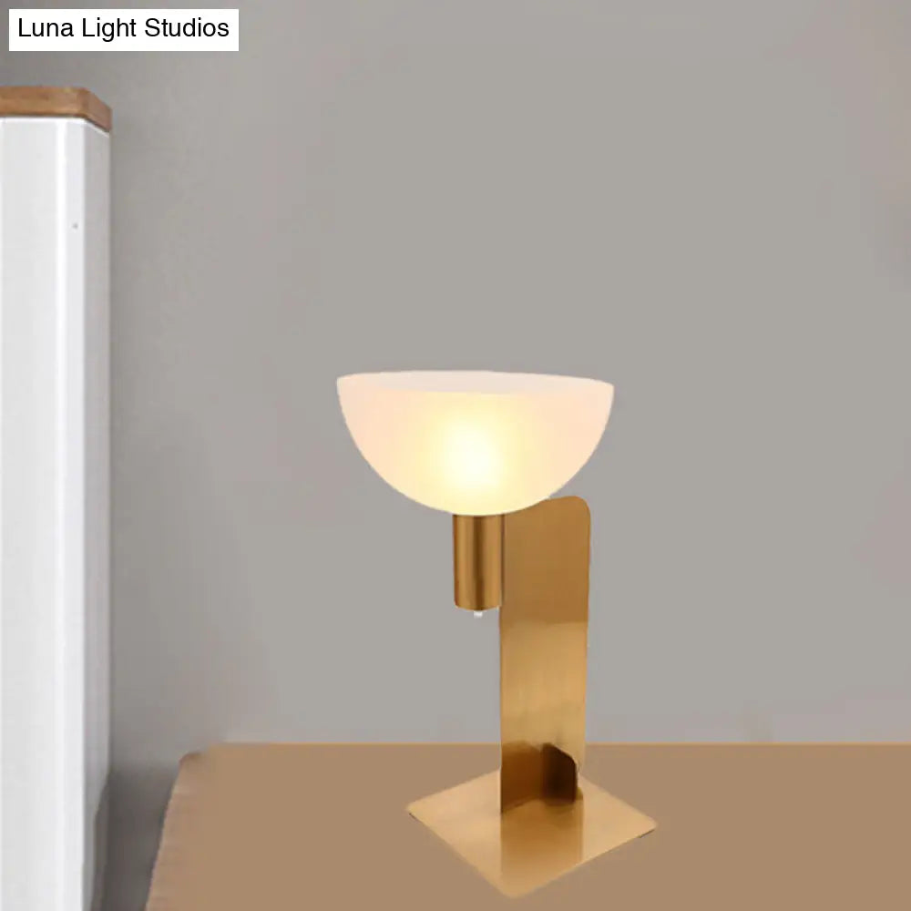 Post Modern Metal Table Lamp With Opal Glass Shade Gold Finish 1-Bulb Desk Lighting