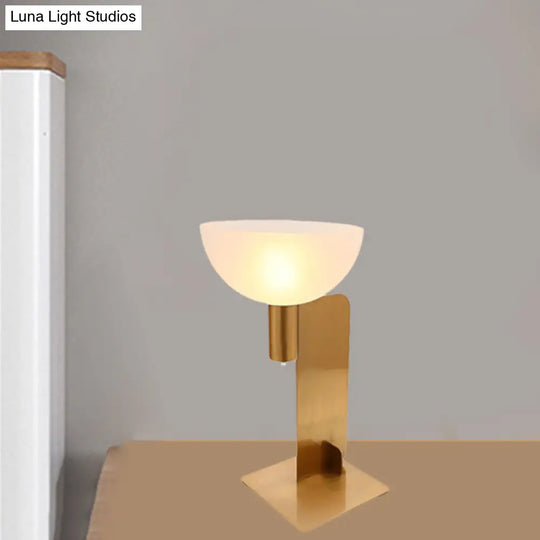 Post Modern Metal Table Lamp With Opal Glass Shade Gold Finish 1-Bulb Desk Lighting