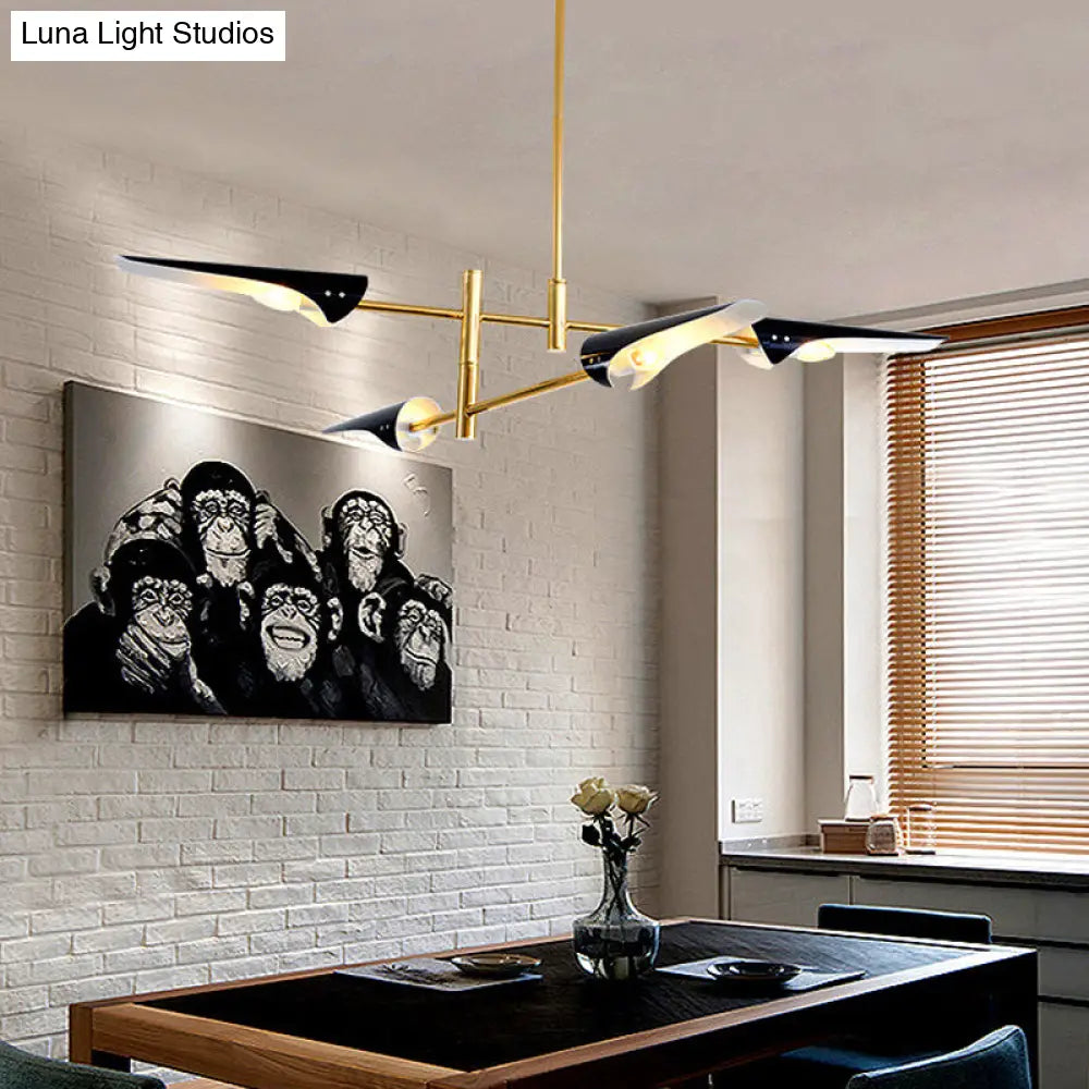 Post-Modern Metallic Burst Chandelier Light For Living Room