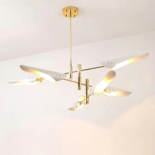 Post-Modern Metallic Burst Chandelier Light For Living Room 6 / White