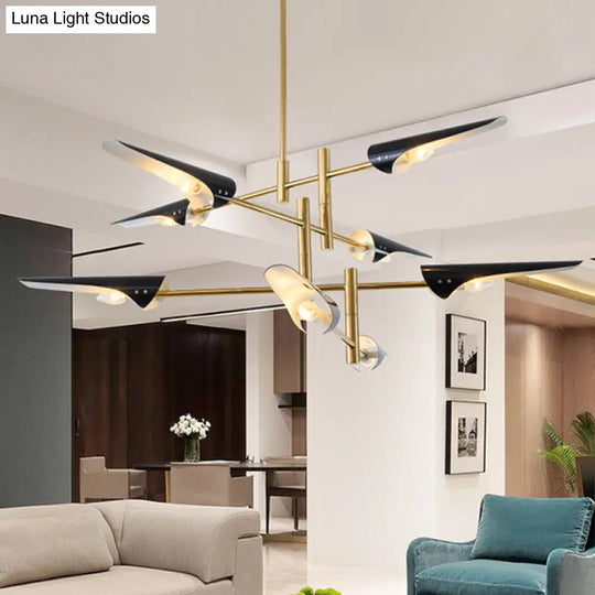 Post-Modern Metallic Burst Chandelier Light For Living Room