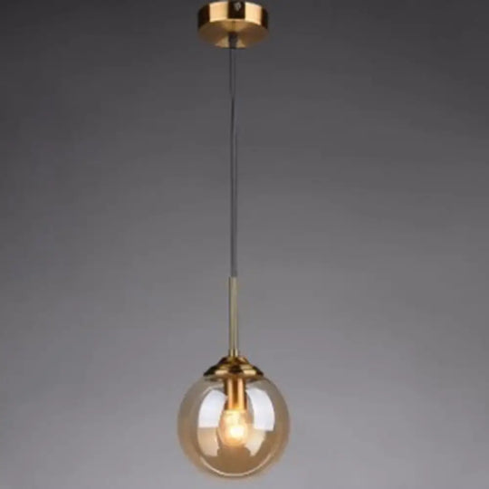 Post-Modern Minimalist Hanging Lamp With Globe Glass Shade Pendant Light Amber