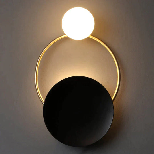Post-Modern Personality Circle Copper Wall Lamp Creative Living Room Bedroom Hallway Hallroom Villa