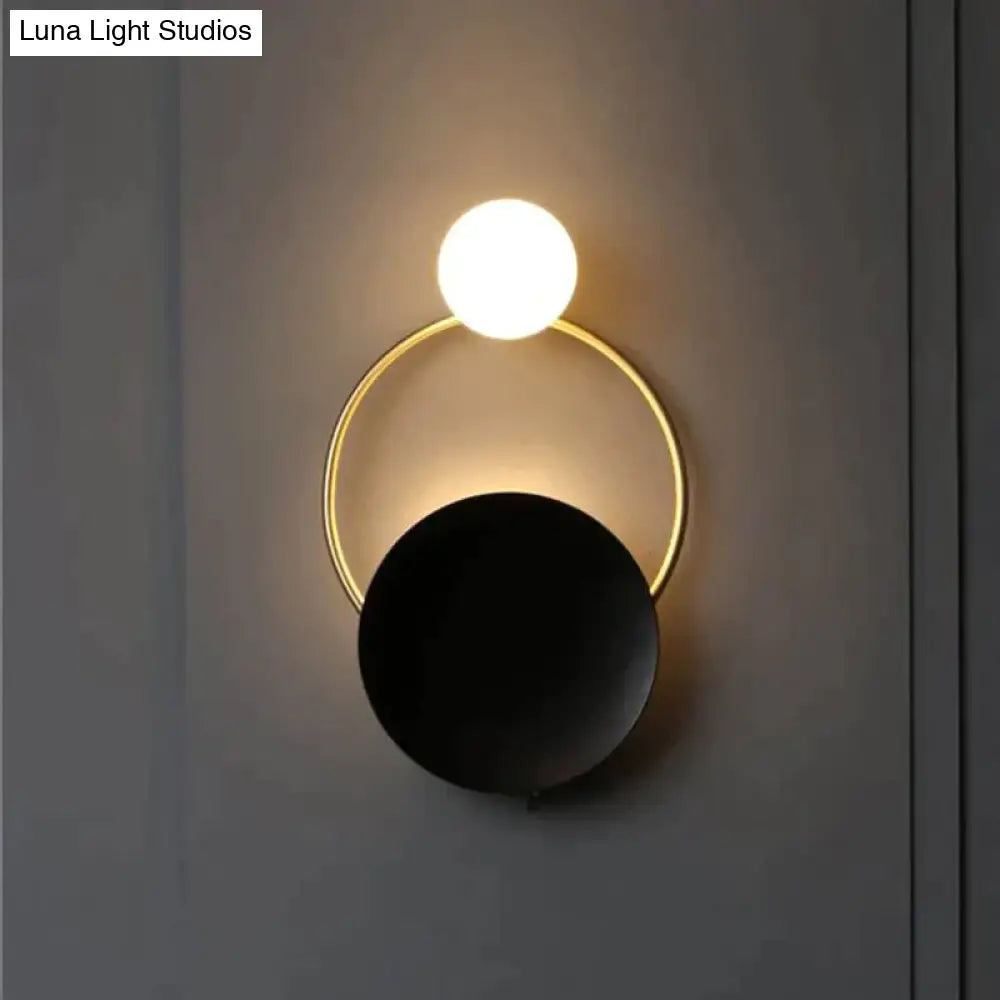 Post-Modern Personality Circle Copper Wall Lamp Creative Living Room Bedroom Hallway Hallroom Villa