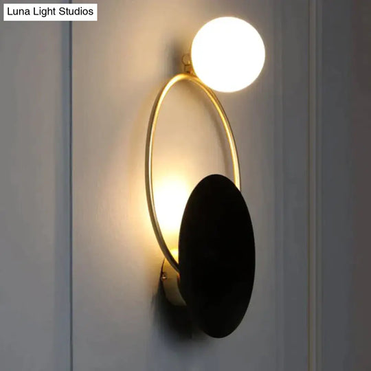 Post-Modern Personality Circle Copper Wall Lamp Creative Living Room Bedroom Hallway Hallroom Villa