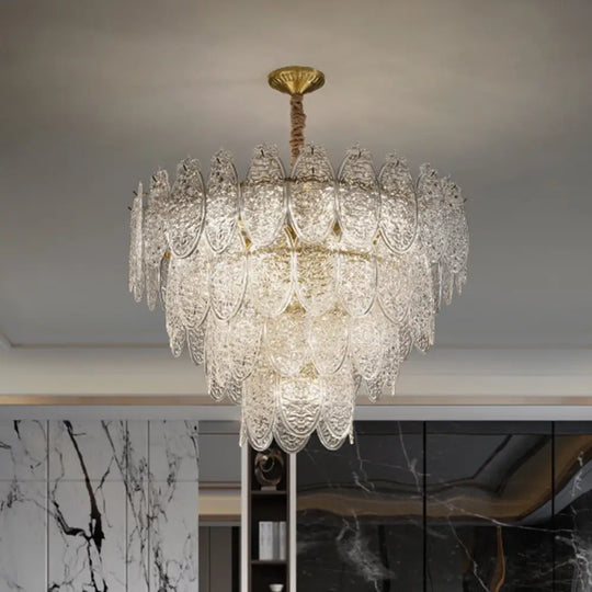 Post-Modern Textured Glass Gold Chandelier Pendant Light For Living Room 20 /