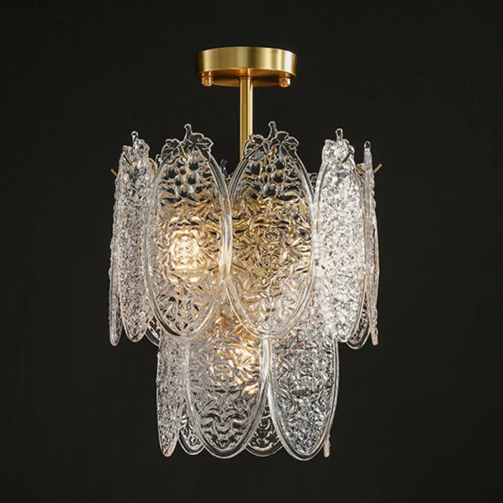 Post-Modern Textured Glass Gold Chandelier Pendant Light For Living Room 4 /