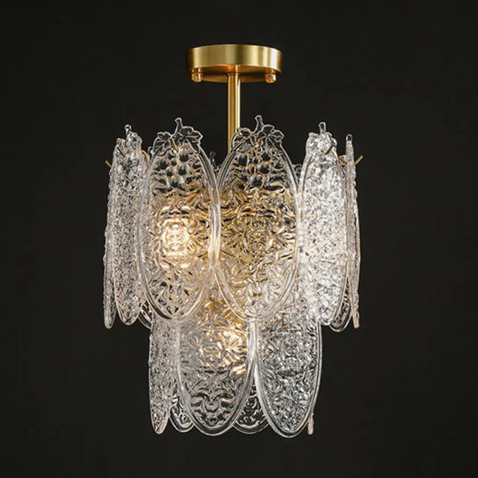 Post-Modern Textured Glass Gold Chandelier Pendant Light For Living Room 4 /