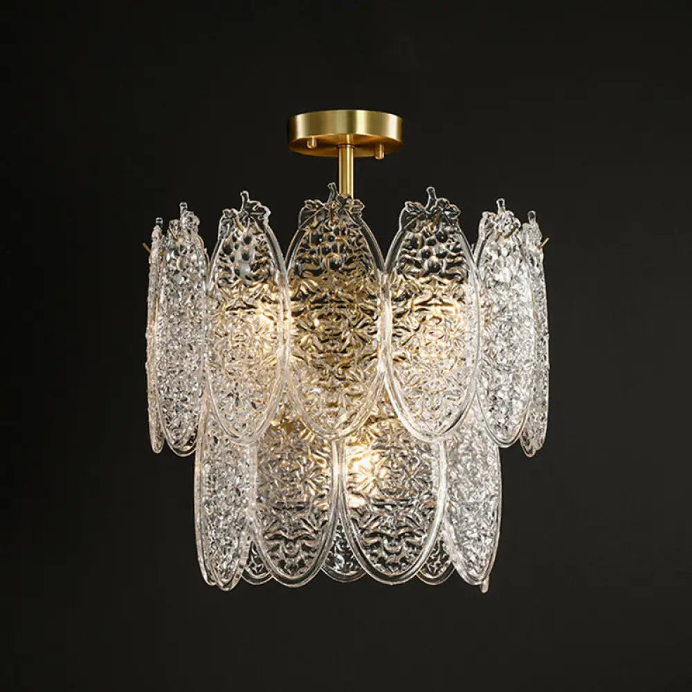 Post-Modern Textured Glass Gold Chandelier Pendant Light For Living Room 6 /