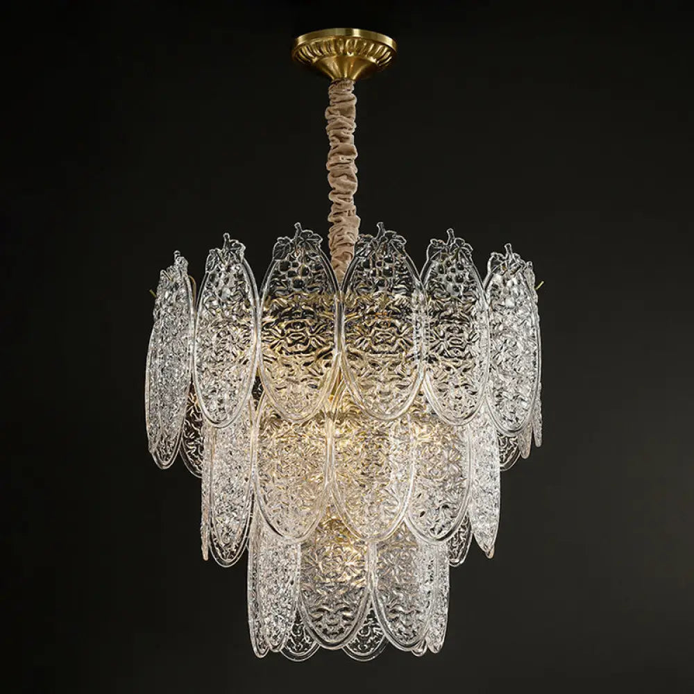 Post-Modern Textured Glass Gold Chandelier Pendant Light For Living Room 9 /