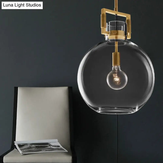 Postmodern 1 Head Pendant Light Brass Hanging Lamp Dome/Globe/Cone With Clear Glass Shade