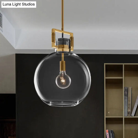 Postmodern 1 Head Pendant Light Brass Hanging Lamp Dome/Globe/Cone With Clear Glass Shade