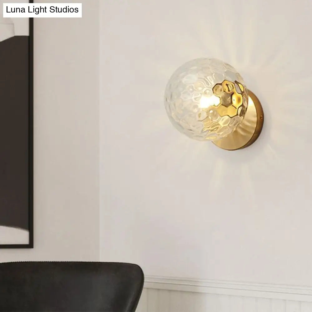 Postmodern 1-Headed Ball Wall Sconce Lamp In Gold - Stairway Lighting