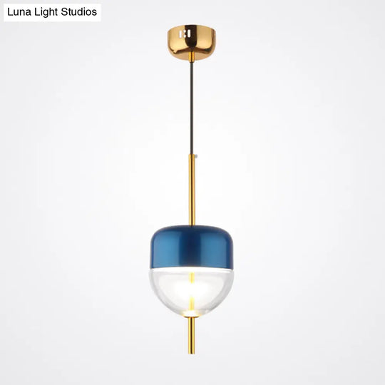 Postmodern 1-Light Blue Jar Pendant Ceiling Light With Clear Glass Shade