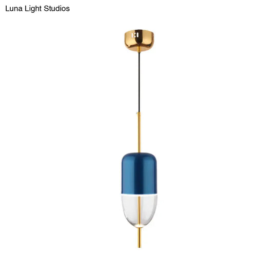 Blue Jar Pendant Ceiling Light With Clear Bottom Glass Shade - Postmodern Style