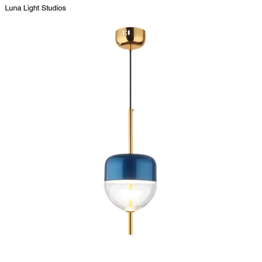 Blue Jar Pendant Ceiling Light With Clear Bottom Glass Shade - Postmodern Style / C