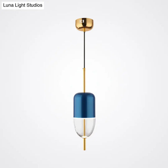 Blue Jar Pendant Ceiling Light With Clear Bottom Glass Shade - Postmodern Style