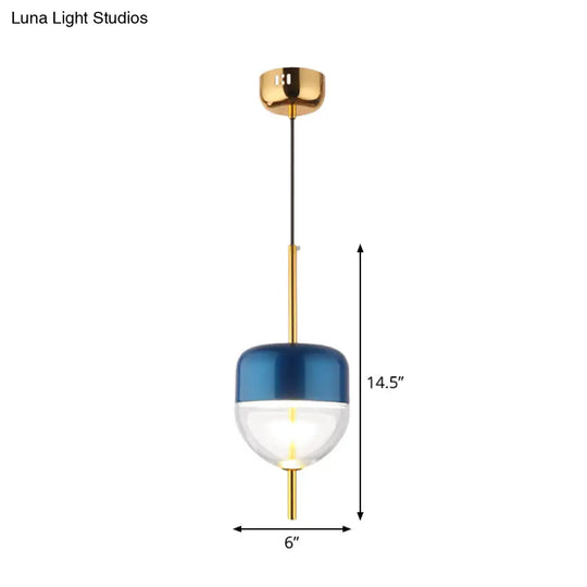 Blue Jar Pendant Ceiling Light With Clear Bottom Glass Shade - Postmodern Style