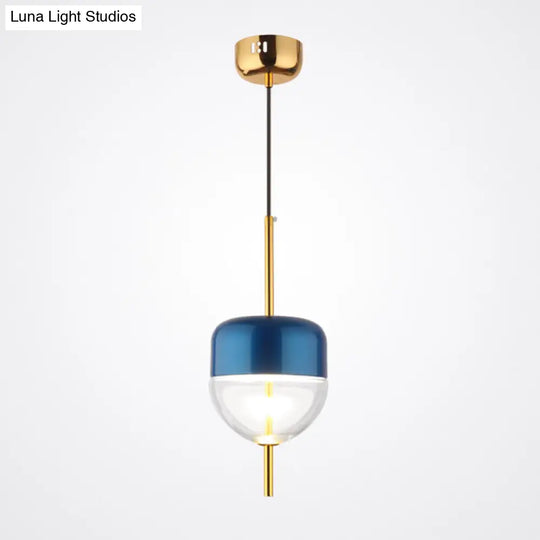 Blue Jar Pendant Ceiling Light With Clear Bottom Glass Shade - Postmodern Style