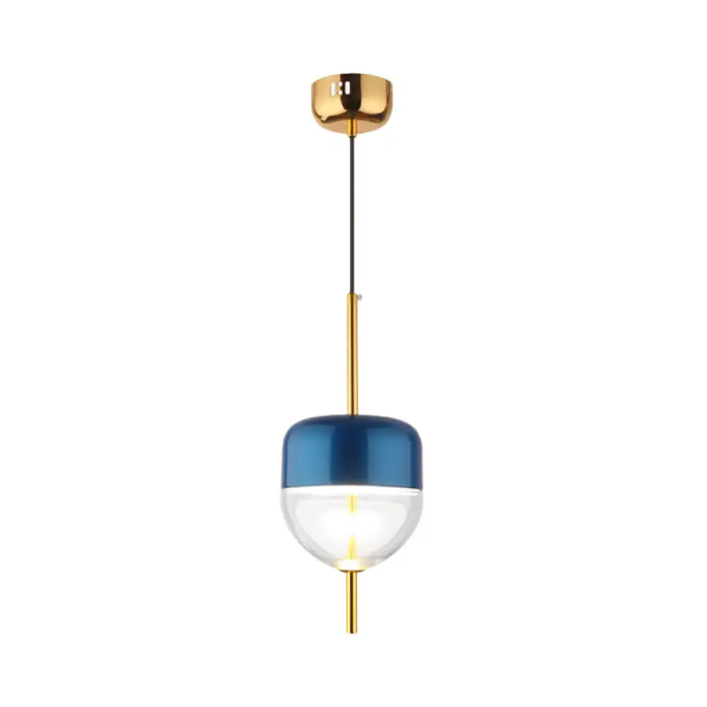 Postmodern 1-Light Blue Jar Pendant Ceiling Light With Clear Glass Shade / C