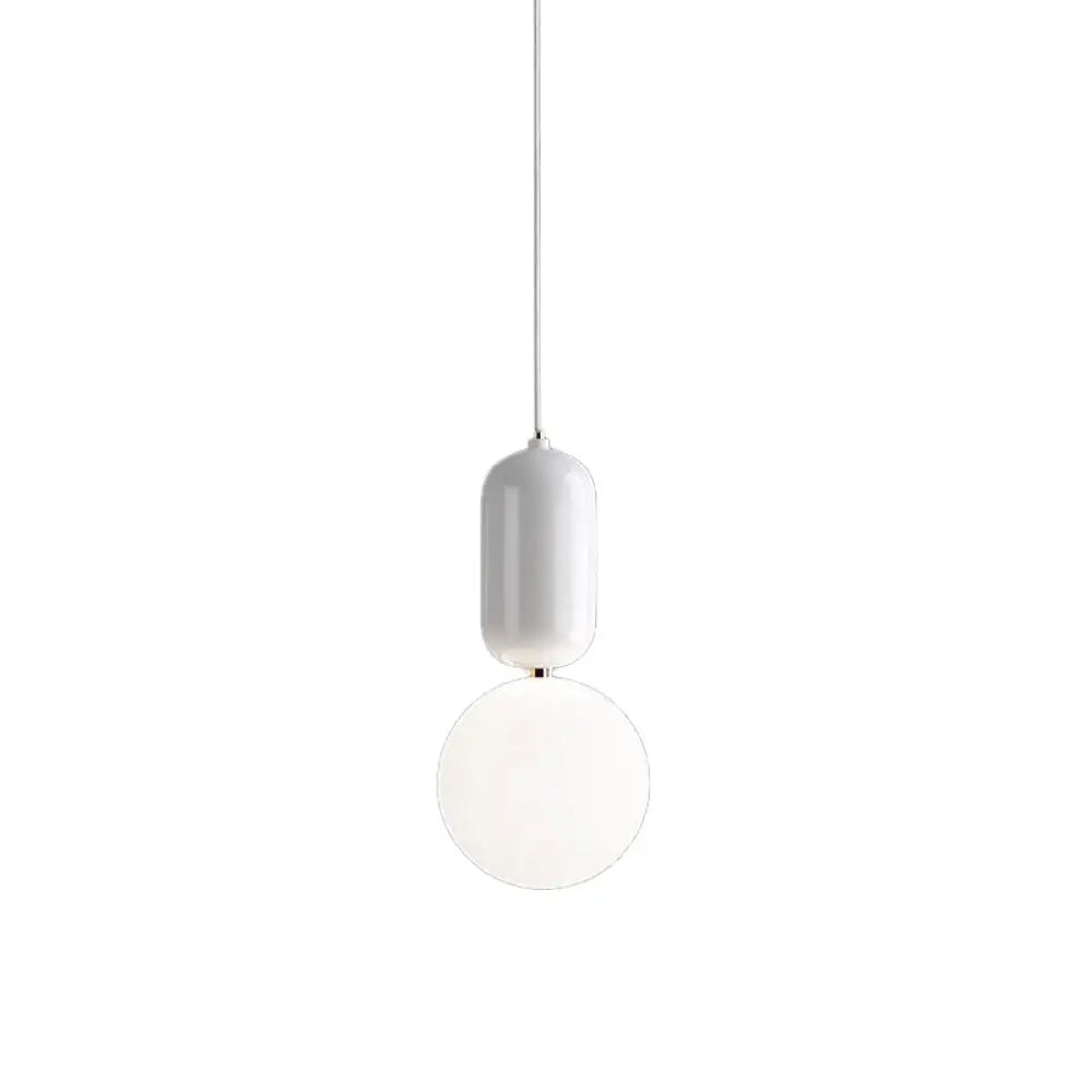 Postmodern 1-Light Pendant Lamp With Milky Ball Glass Shade - White/Gold 6’/8’/12’ Dia White / 6’
