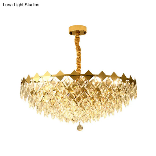 Postmodern 6-Light Gold Chandelier: Crystal Bowl Ceiling Light Fixture For Living Room