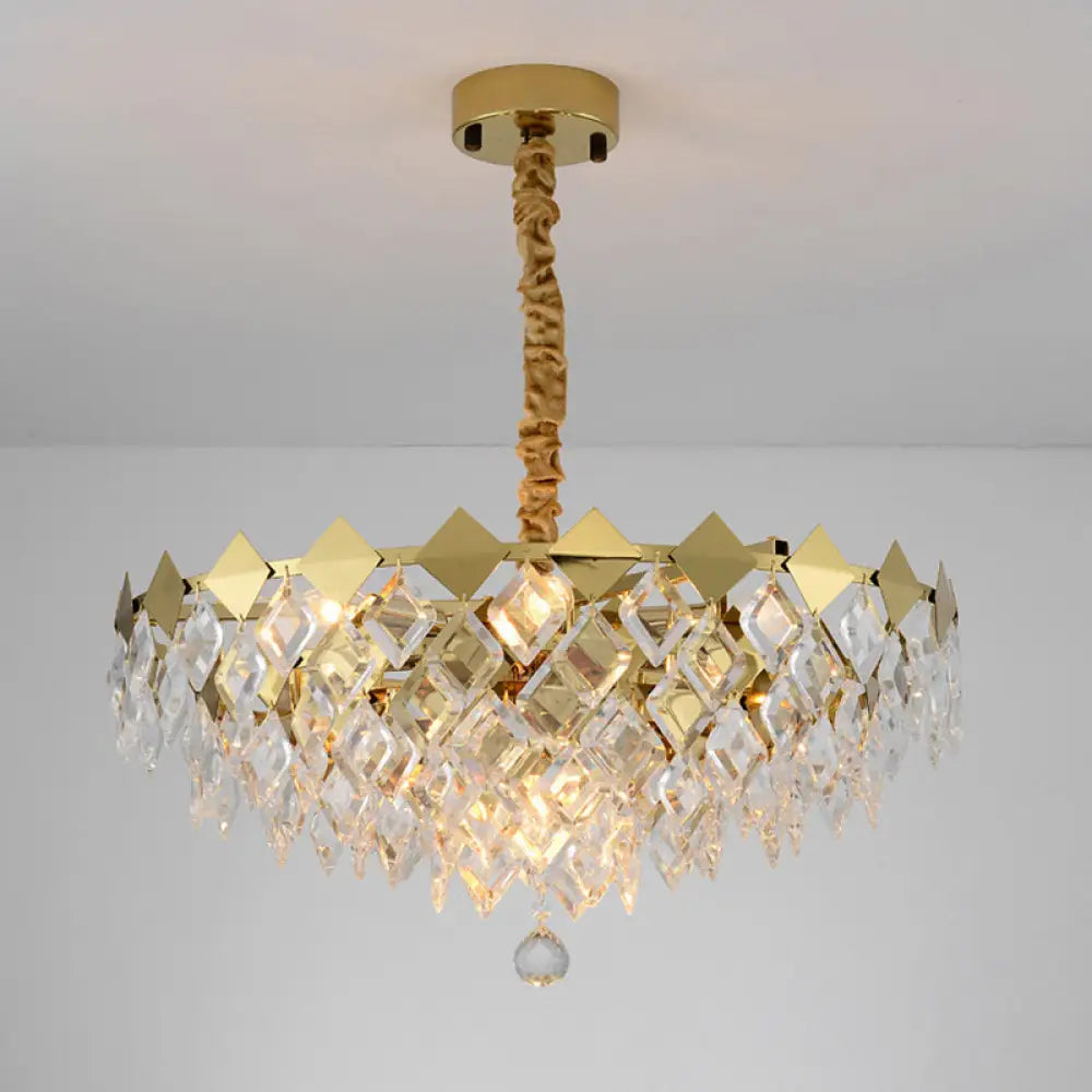 Postmodern 6-Light Gold Chandelier: Crystal Bowl Ceiling Light Fixture For Living Room