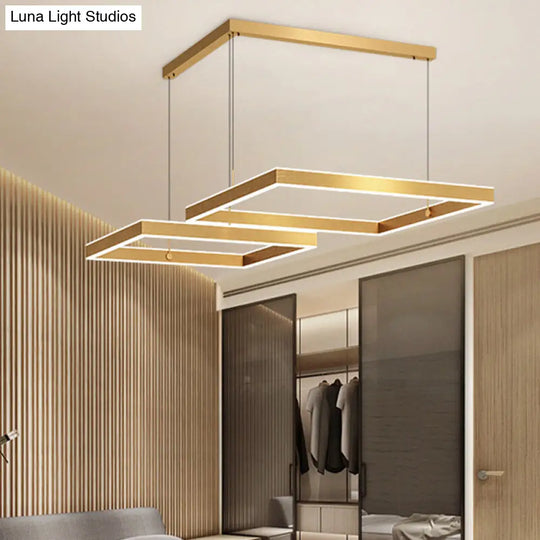 Modern Square/Rectangle Led Pendant Light Chandelier - 2/3 Tiers Acrylic Finish Gold Ideal For