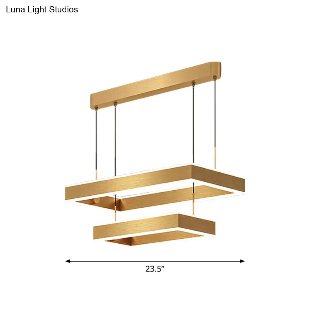 Modern Square/Rectangle Led Pendant Light Chandelier - 2/3 Tiers Acrylic Finish Gold Ideal For