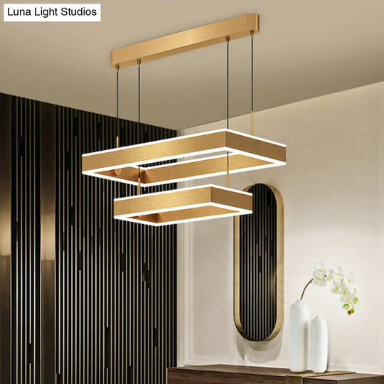 Modern Square/Rectangle Led Pendant Light Chandelier - 2/3 Tiers Acrylic Finish Gold Ideal For