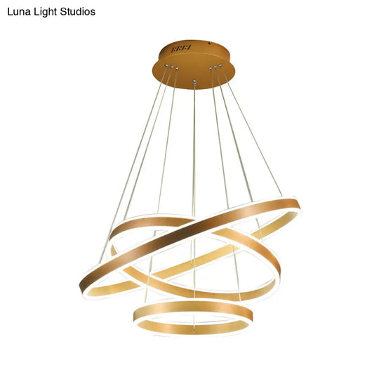 Postmodern Gold Ring Led Suspension Lamp - Ideal For Living Room In Warm/White Light