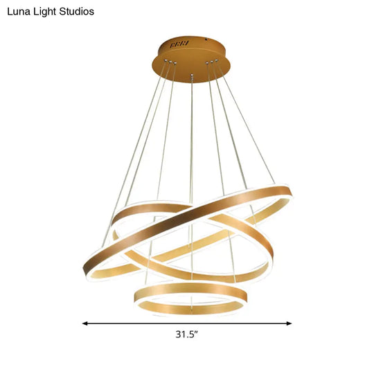 Postmodern Acrylic Led Suspension Light: Gold Ring Hanging Lamp Kit For Living Room (Warm/White