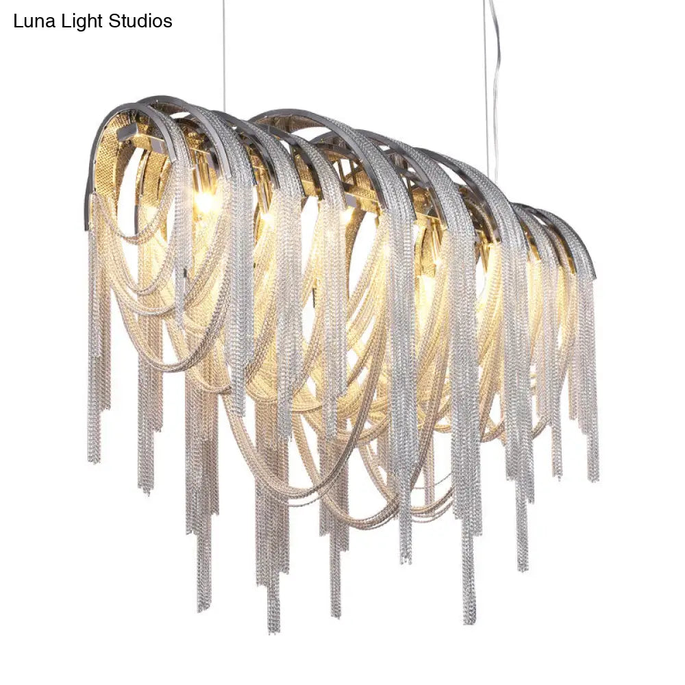 Postmodern Aluminum Tassel Pendant Lighting With 10 Bulbs - Island Ceiling Light