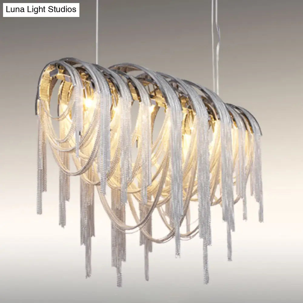 Postmodern Aluminum Tassel Pendant Lighting With 10 Bulbs - Island Ceiling Light