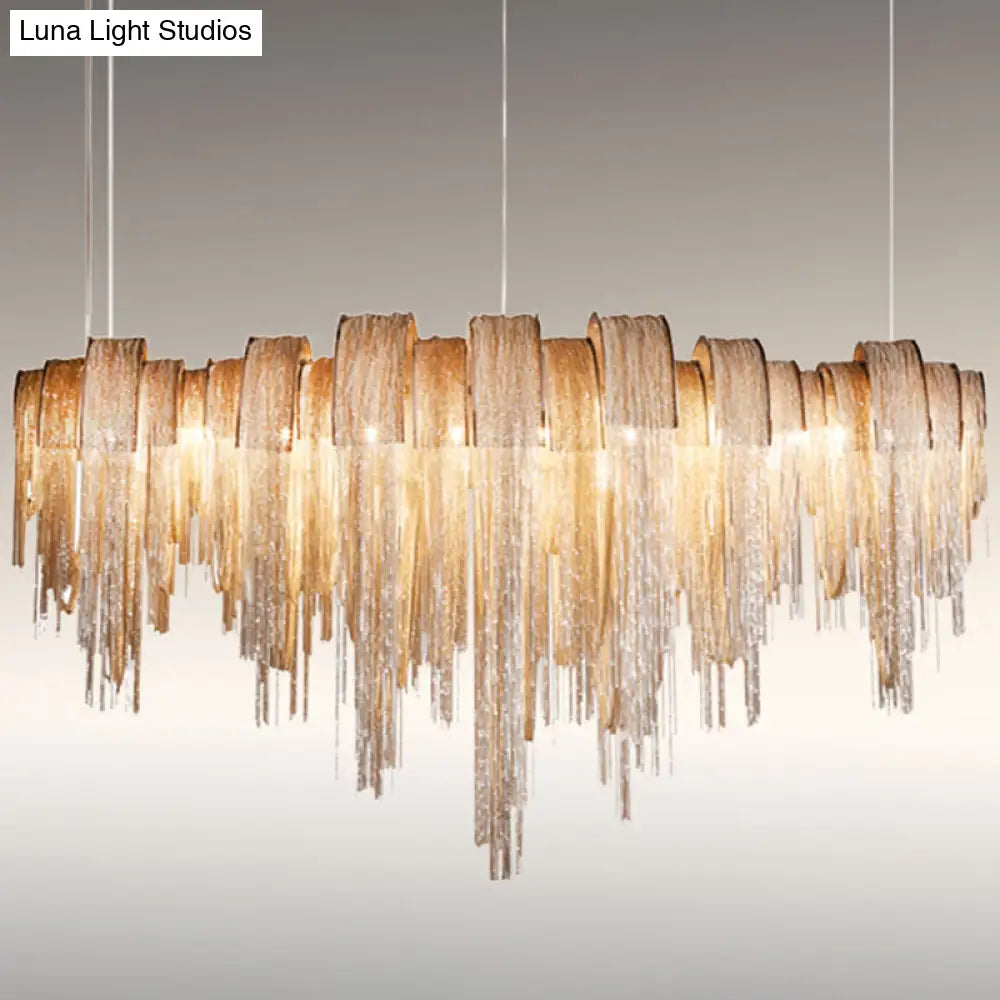 Postmodern Aluminum Tassel Pendant Lighting With 10 Bulbs - Island Ceiling Light