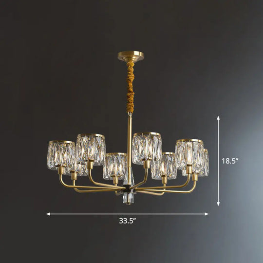 Postmodern Antique Gold Crystal Prism Chandelier Light Fixture 8 /