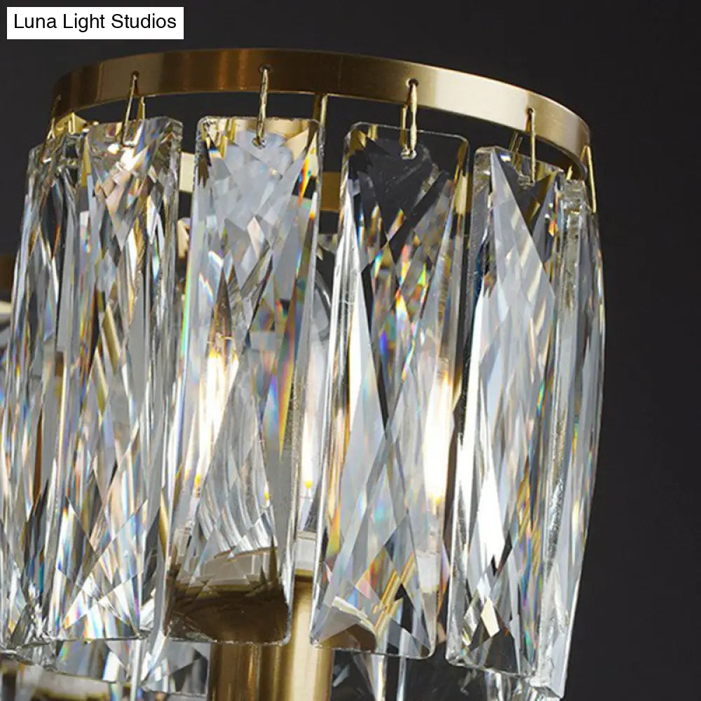 Postmodern Antique Gold Crystal Prism Chandelier Light Fixture